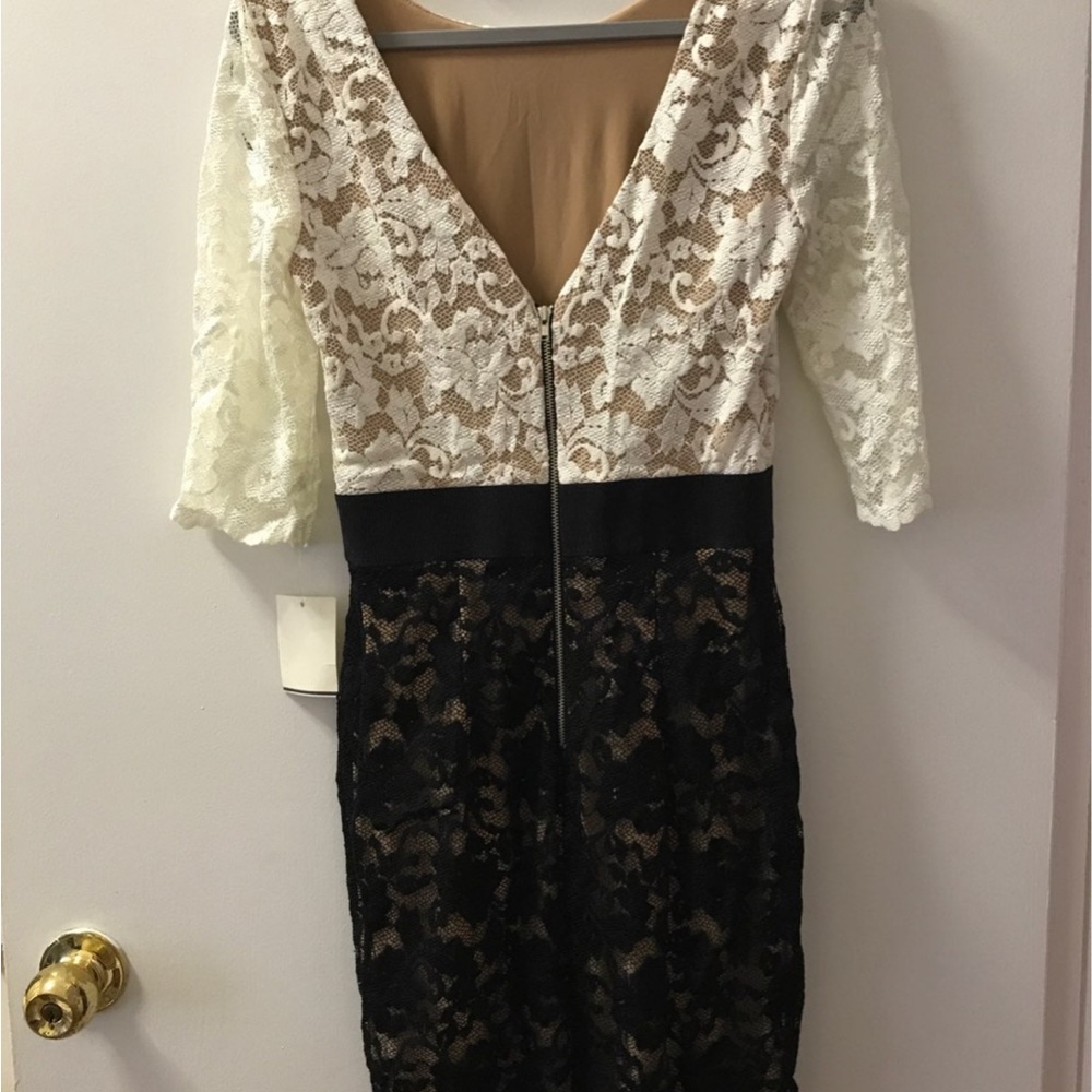 ABS black/ivory fitted dress, size S